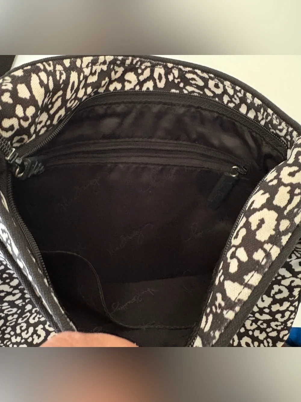 Vera Bradley Black and Cream Leopard-Print Crossbody